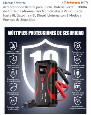 Arrancador Coche Portátil 2000A Scstartx