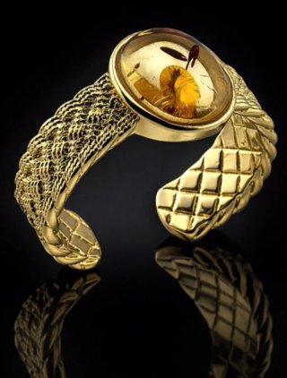 Anillo Plata Ámbar Botánico