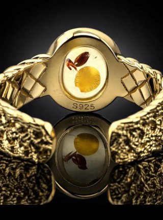 Anillo Plata Ámbar Botánico