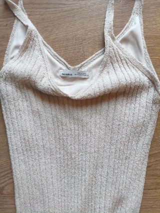 Vestido largo de tirantes beige