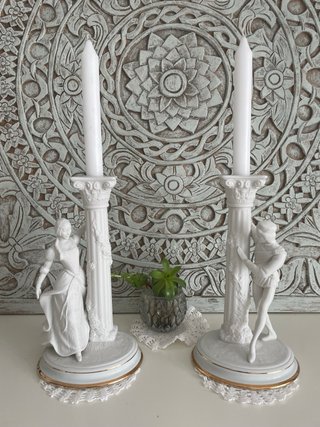 Franklin Mint candelabros Porcelana Biscuit