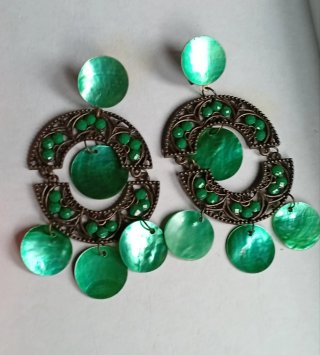 Pendientes Visuteria Verdes y Dorados