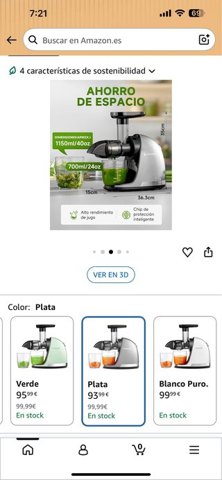 AMZCHEF Licuadora prensado en frío Plata