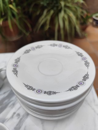 Juego té vintage porcelana morado