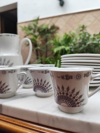 Juego té vintage porcelana morado
