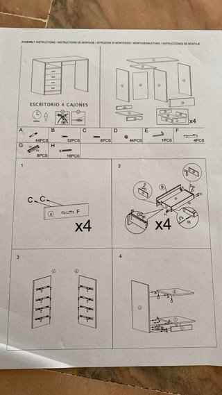 Mesa,Escritorio blanco con cajones