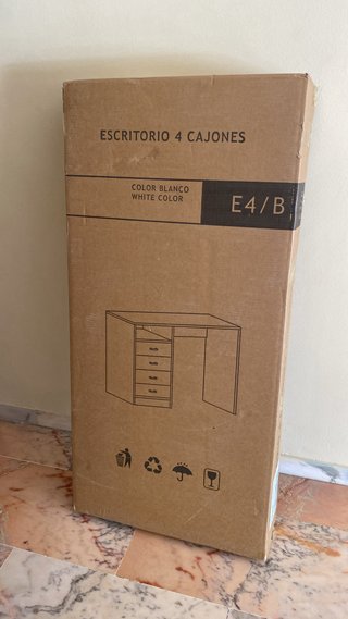 Mesa,Escritorio blanco con cajones