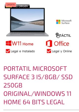 Portátil Microsoft Surface 3 i5/8GB/250GB SSD