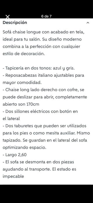 Sofá Chaiselongue Azul y Gris