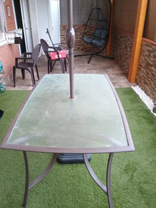 Mesa y parasol terraza rectangular