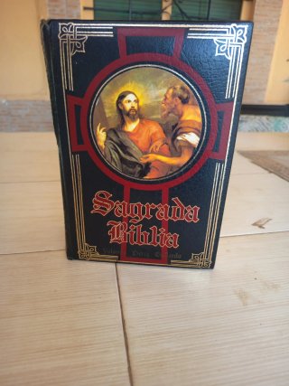 LA SAGRADA BIBLIA ANTIGUA PIEL ILISTRADA