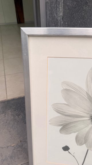 Cuadro moderno flor marco plateado