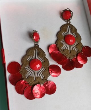 Pendientes Visuteria Dorados y Rojos
