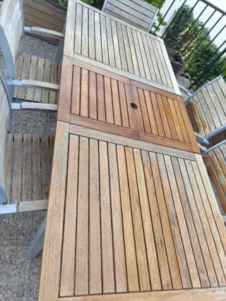 Mesa extensible jardín y 6 sillas