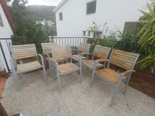 Mesa extensible jardín y 6 sillas