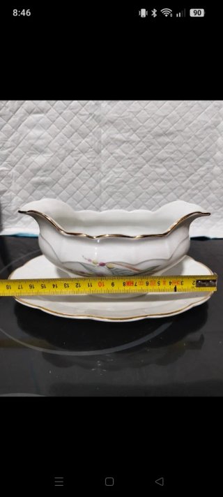 Salsera Vintage Santa Clara Porcelana Dorada