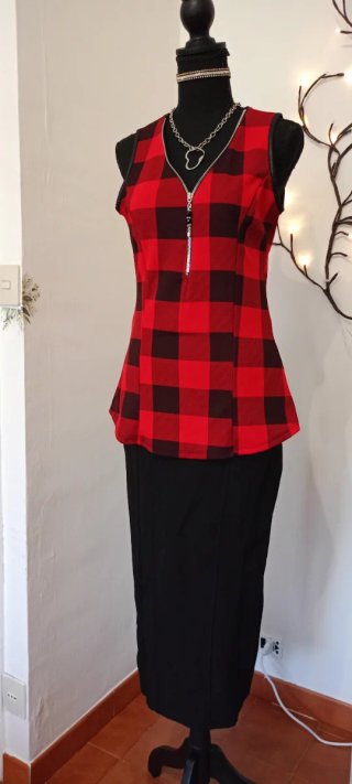 Completo Zara Gonna Longuette & Top Tartan