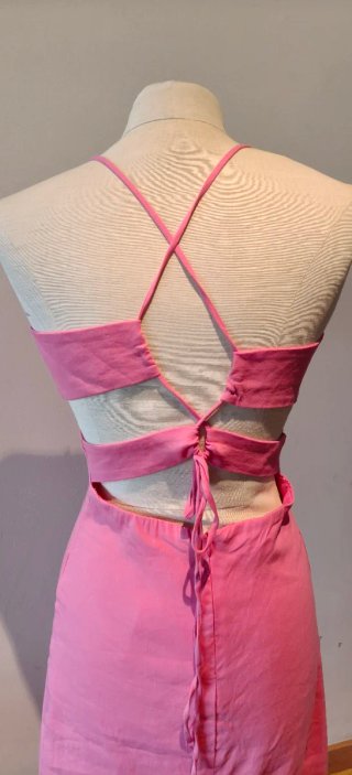 Vestido largo fucsia Zara