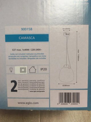 Lámpara Colgante Eglo Camasca Negra