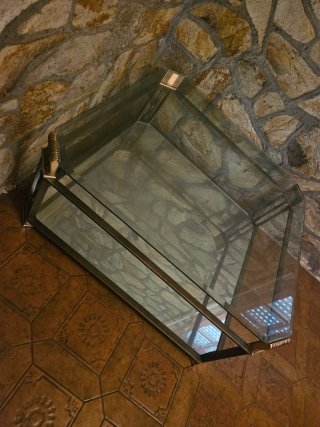 Mesa de centro vintage cristal y metal