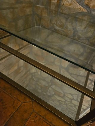 Mesa de centro vintage cristal y metal