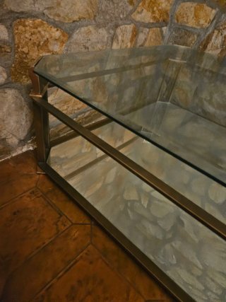 Mesa de centro vintage cristal y metal