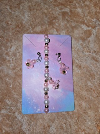 Conjunto Pulsera y Pendientes Flores
