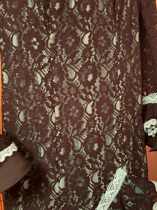 Traje de Flamenca encaje Negro y Verde Agua.