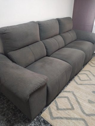 Sofá 3 plazas 2.85m tela gris eléctrico