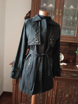 Trench Ice-Dior nero con dettagli oro