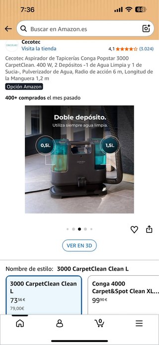 Cecotec Conga Popstar 3000 Aspirador Tapicerías