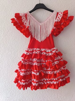 Vestido Flamenco Niña Rojo y Blanco