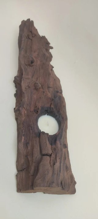 Vela decorativa madeira driftwood
