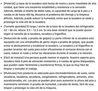 Base lavadora/nevera 8 pies + 4 ruedas