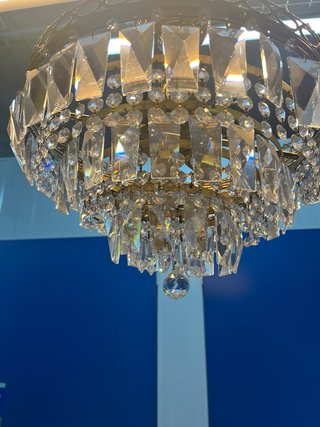 Lámpara de techo de cristal dorada