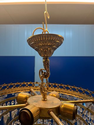 Lámpara de techo de cristal dorada