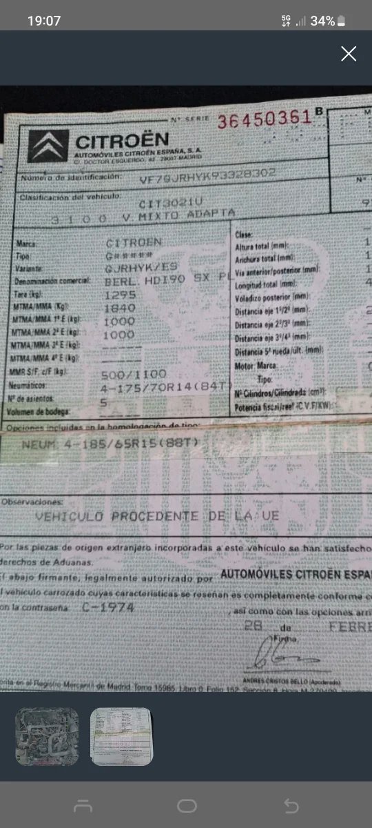 Caja de cambios Citroën Berlingo 2.0 HDI