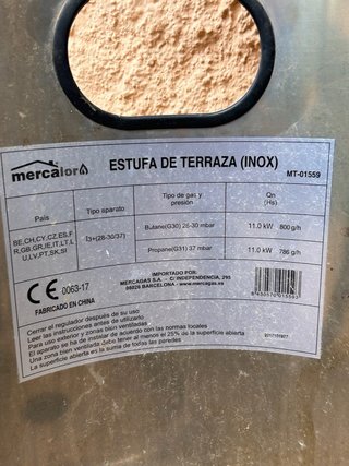 Estufa de gas exterior metal