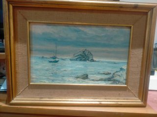 Cuadro Óleo Cadaqués Roca y Barco