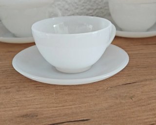 Juego 8 tazas café cristal blanco