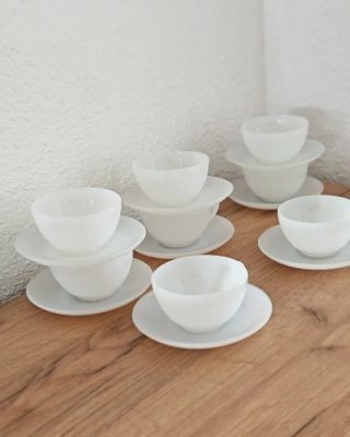 Juego 8 tazas café cristal blanco
