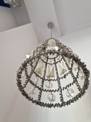 Lampada a sospensione vintage in vetro e metallo