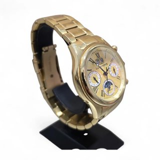 RELOJ LANSCOTTE ASTRONOMY DORADO CORREA METALICA