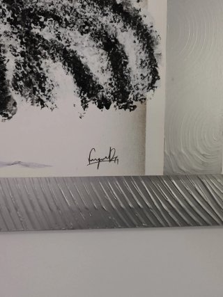 Cuadro árbol moderno plata y negro