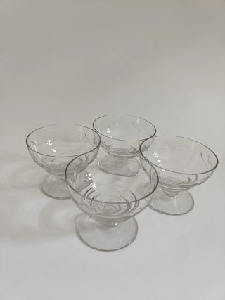 Set di 8 Bicchieri da Dessert Vintage in Cristallo Dorato