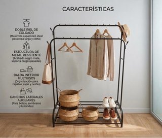 Estantería Perchero Doble Metálico con Estantes