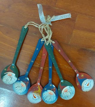 Set 6 Cucchiaini Decorativi Legno Natale