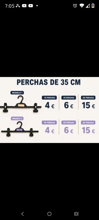 Perchas de plástico con pinzas
