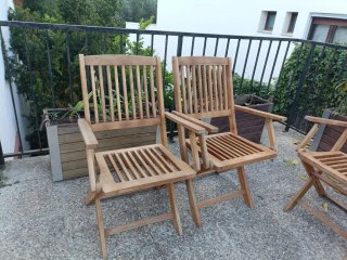 8 Sillas de madera plegables exterior