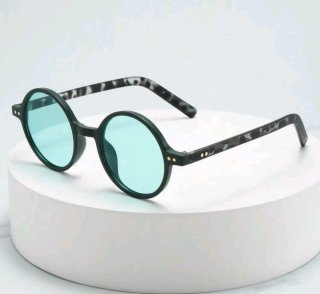 Gafas de sol redondas retro azules y marrones